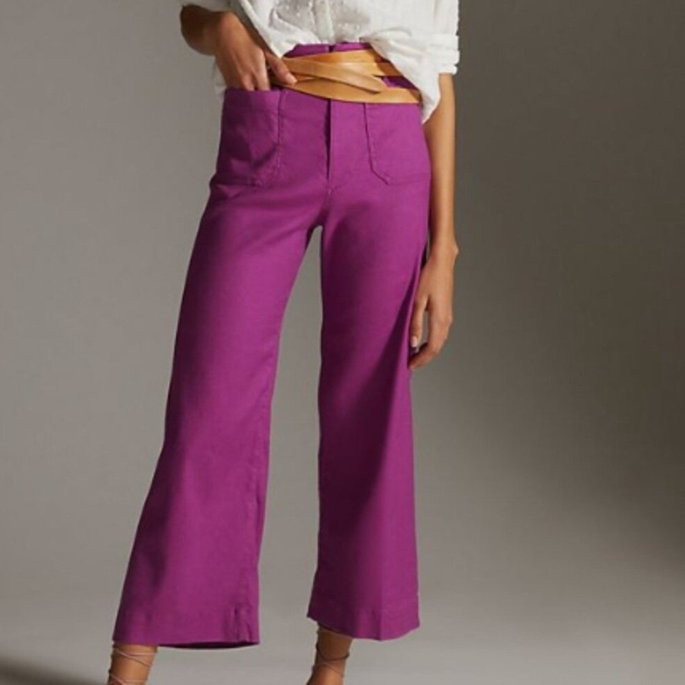 Maeve Wide-Leg Cropped Pants in Bright Magenta - Picture 13 of 13